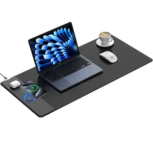 XXL Wireless Charging Gaming Mouse Pad, Waterproof Gaming Mousepad with Ultra-Smooth Surface, Non-Slip Base, 31.5"x15.75" XXL Large Desk Pad, Classic Black Computer Desk Mat for MacBook, PC, Laptop 【Christmas】