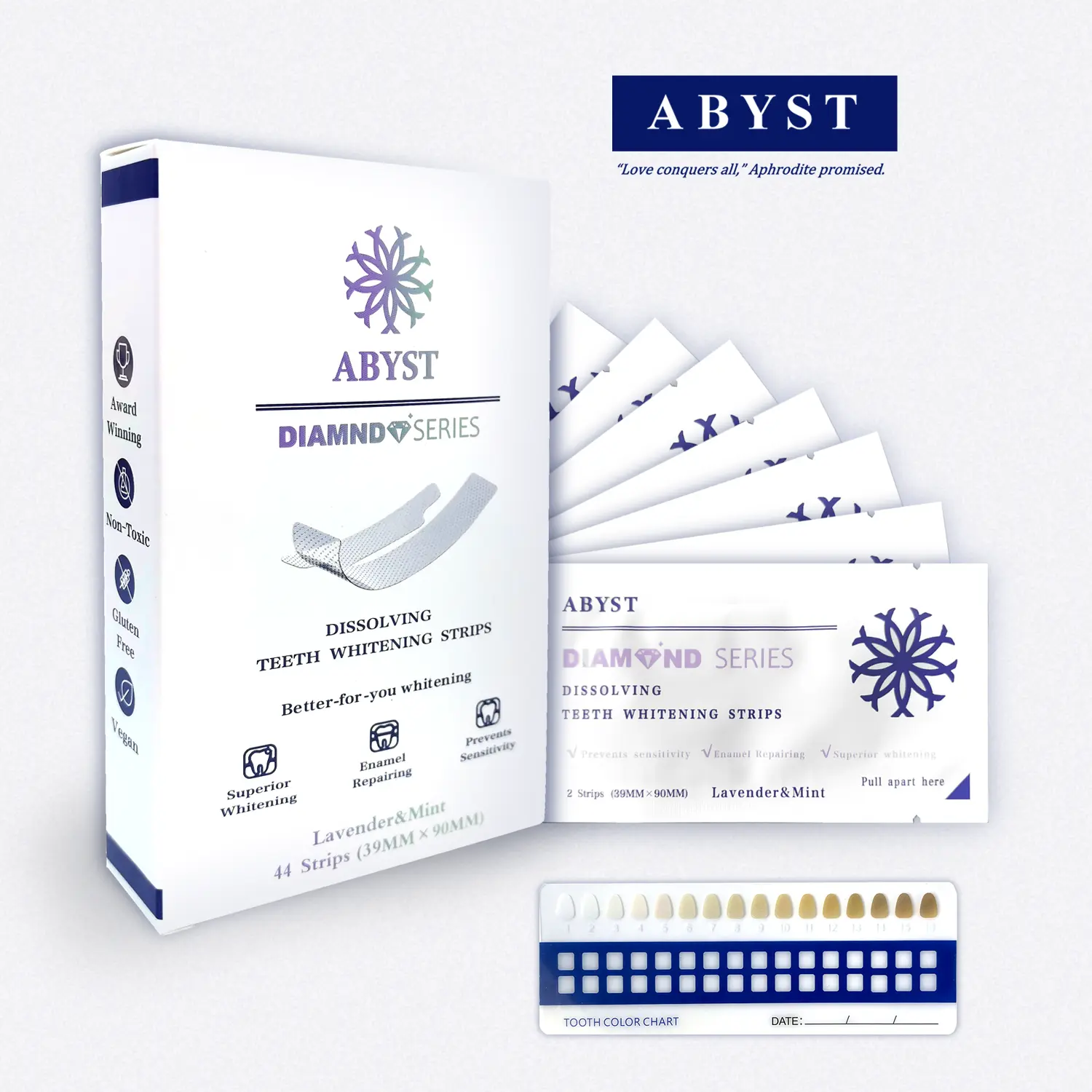 Diamond Teeth Whitening Strip Kit for Sensitive Product Enamel Natural Safe Green White Strips, Deep Teeth Stains Removal Gentle Teeth Whitener