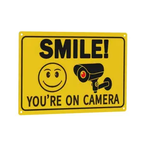 Smile Your On Camera Sign, Video Surveillance Signs Outdoor,Security Camera Sign For Home, Business, Driveway Alert, CCTV 8 x 12 Inch Decorative Plaque