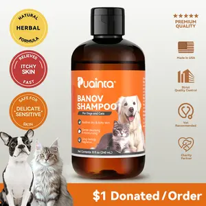 Itch-Relieving Shampoo-PUAINTA 8oz Banov Pets Shampoo for Dogs & Cats | Plant-Added Formula Addresses Itching & Ringworm Contains Chamomile Rosemary & Coconut Oil，Deep Clean Anti-Odour, Enhances Coat Shine, Easy Rinse