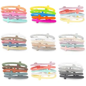 Christian Cross Silicone Bracelets | Faith & Conversation Starter Wristbands - 5 Packs