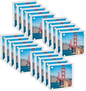 Mini Picture Frame 3x3 inch   Photo Card Frame 20mm Thick Double SidedDesktop Display Frames for Cards Photos Office Home Decor 20 count