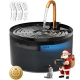 MISFANS Silent Cat Water Fountain, 2.1L Automatic Water Bowl with Ultra-Quiet Copper Spout, Soft Blue LED Night Light, 6-Layer Filter Care, Odor-Cut Carbon, Hair & Odor Filters, Wired Plug-In Gravity Feeder for Clean Hydration
