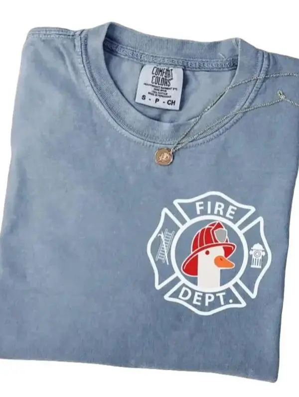 Firefighter Silly Goose Shirt - Funny Fire Dept Fireman Tee, First Responder Gift For Him, Logo Firefighter Gift unisex Women's Oversized Y2k Graphic T-Shirt