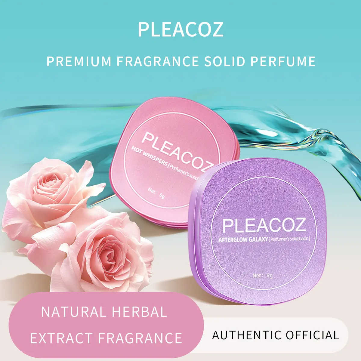 PLEACOZ Women's Solid Perfume Stick - Natural Floral Fragrances, Alcohol-Free, Non-Greasy, Travel-Size with Built-in Mirror, Ideal Gift for Women