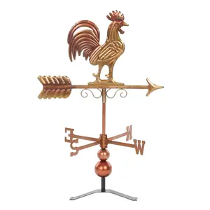 Rustic Metal Rooster Weather Vane - 18.9" L x 15.7" W x 28.7" H, 360° Rotation, All Seasons Farmhouse Roof Gazebo Wind Direction Indicator with Arrow, Father's Day Garden Decor Gift
