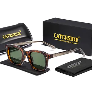 CATERSIDE Vintage Sunglasses Square Frame Fashion Temple Tips UV400 Protection for Outdoor Travel Party Gifts Eyeglasses