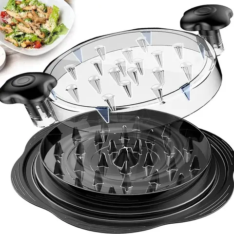 Chicken Shredder Large Chicken Breast Shredder Tool Twist with Brush&Fork, Visible Meat Shredder Machine, Anti-Slip Strip, Ergonomic Handle