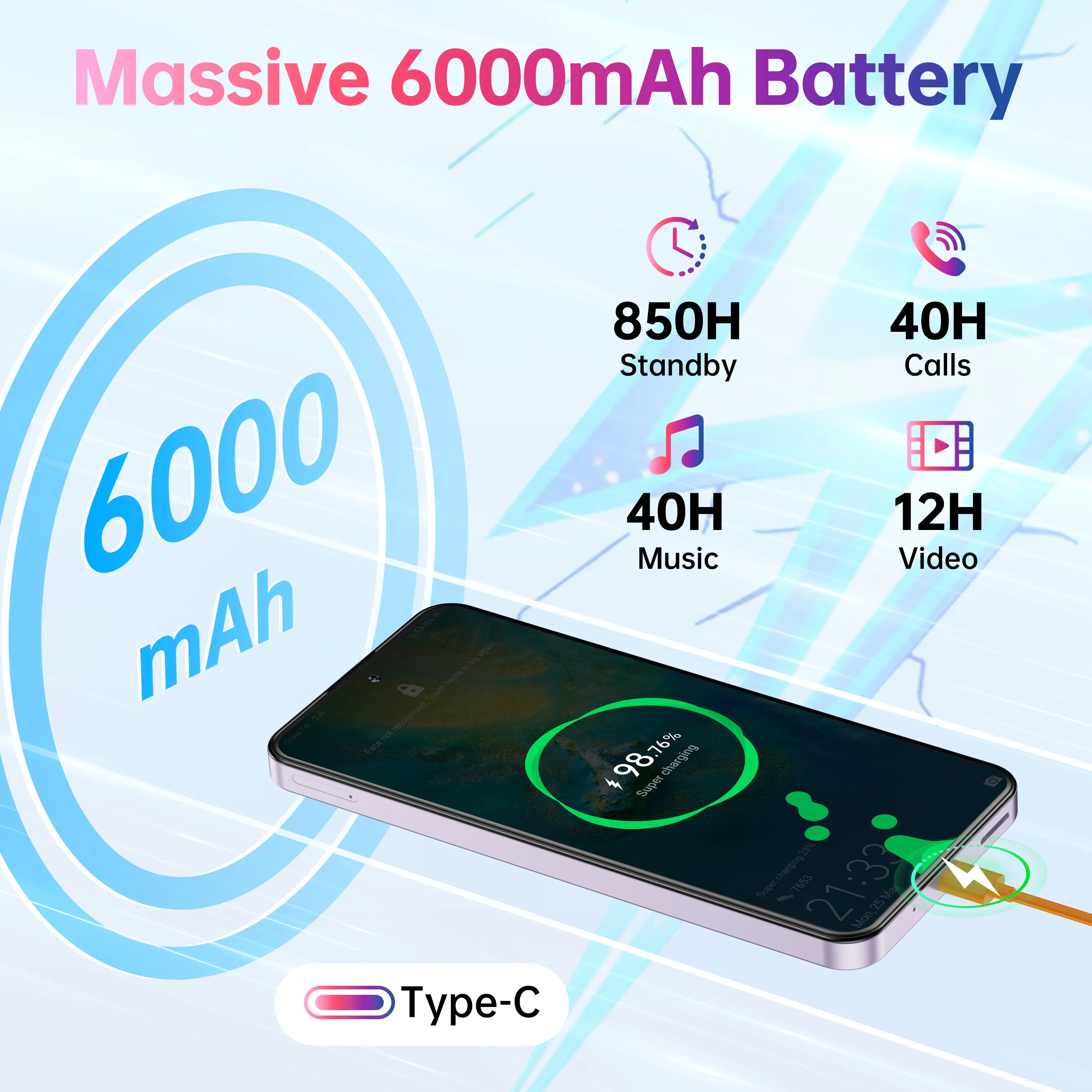 スマートフォン本体 Oukitel C69 Android15 7.2' Dual SIM Free OUKITEL C69 Android 15 Smartphone, 7.2” HD+ Large Screen 24GB(8+16