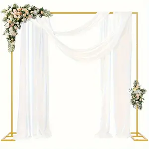 Iron Art Rectangular Base Stand with Heavy Background, Portable Adjustable Pipe and Curtain Backdrop, Arched Backdrop Frame, Wedding Birthday Party Decor