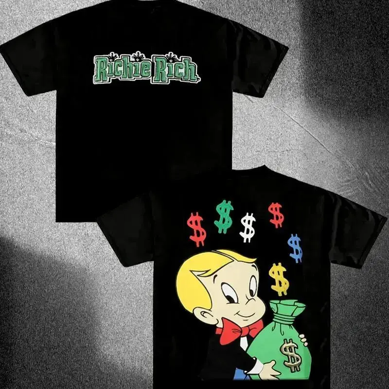FEEGO Funny Money Richie Rich T-Shirt – Cartoon Money Graphic Tee, Retro Y2K Streetwear, Trending TikTok Top