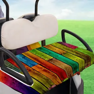 1PCS Golf Cart Seat Cover Towel Cloth, Heat Insulation Anti-Scald Pad Sleeve, Vibrant Wooden Board Flower Design, Car Accessories