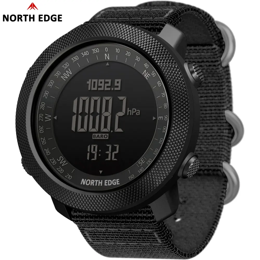 NORTH EDGE APACHE Men's Sports Digital Watch 50MM Large Dial Running Swimming Outdoor Military Watch Altimeter Compass 50M Waterproof Field Watches for Man Casual Trendy Wristwatch Non touch screen