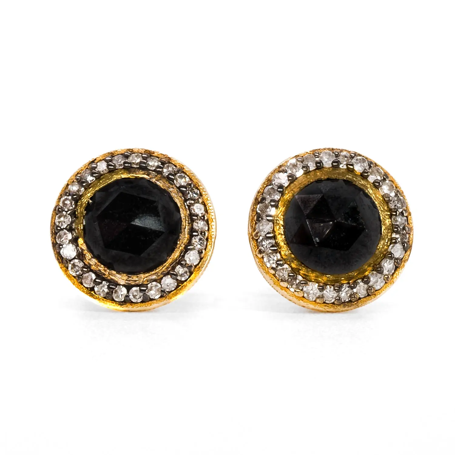 Solid Gold Black Diamonds Stud Earrings