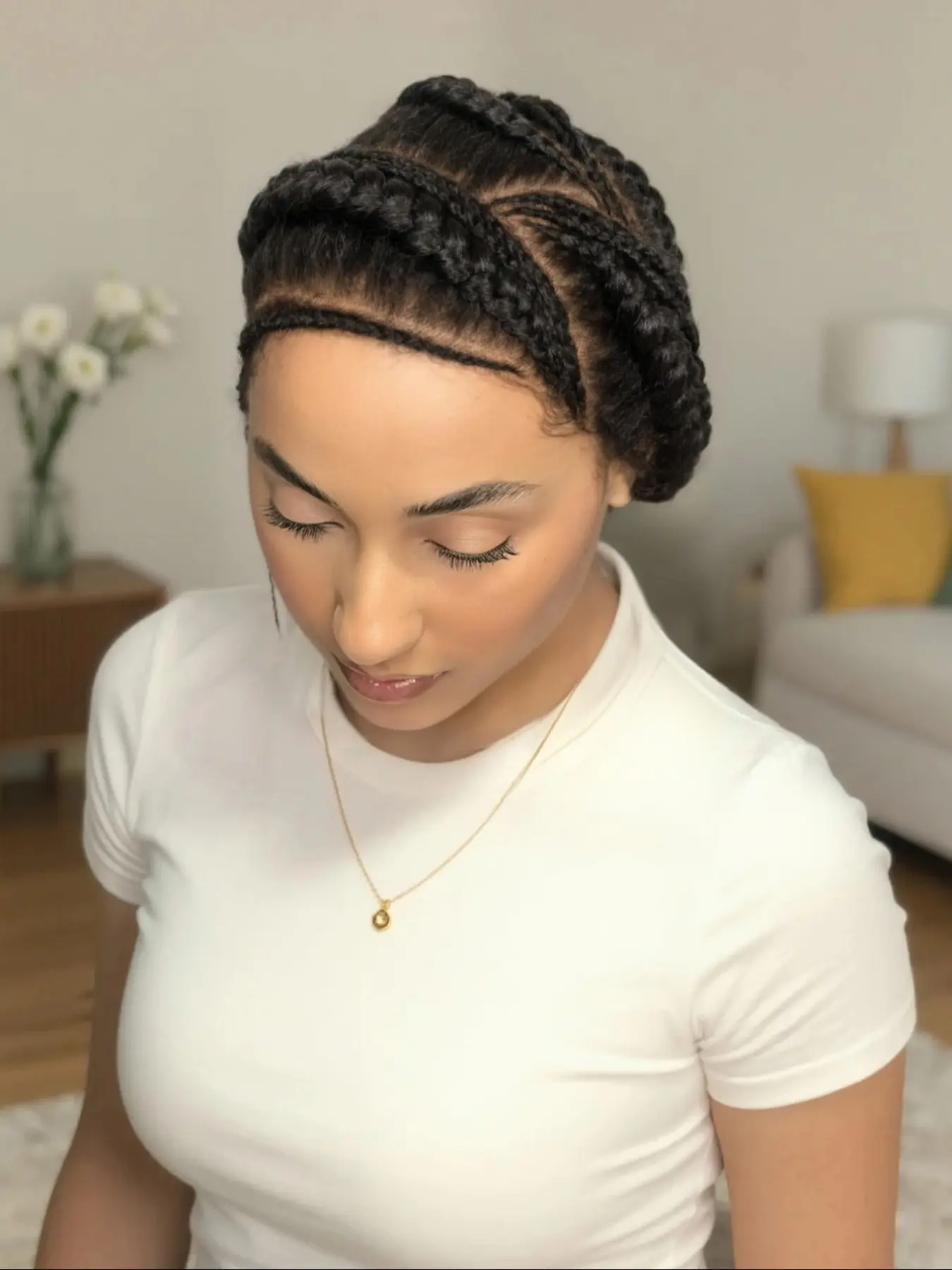 Classic Cornrow Wig for African Women, Full Lace Handmade Synthetic Braids, All Seasons Wear, No Bangs Design, Hand Tied Wig, Braided Wig, Braided Hair Wigs