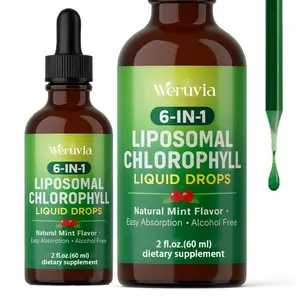 Organic Chlorophyll Liquid Drops Liposomal for Women & Men, 6-in-1 Greens Superfood Vegan Chlorophyll w/Spirulina, Wheat Grass, Vitamin C B12 A for Internal Deodorant*, Energy,Digestive,1Packs/2 Fl Oz