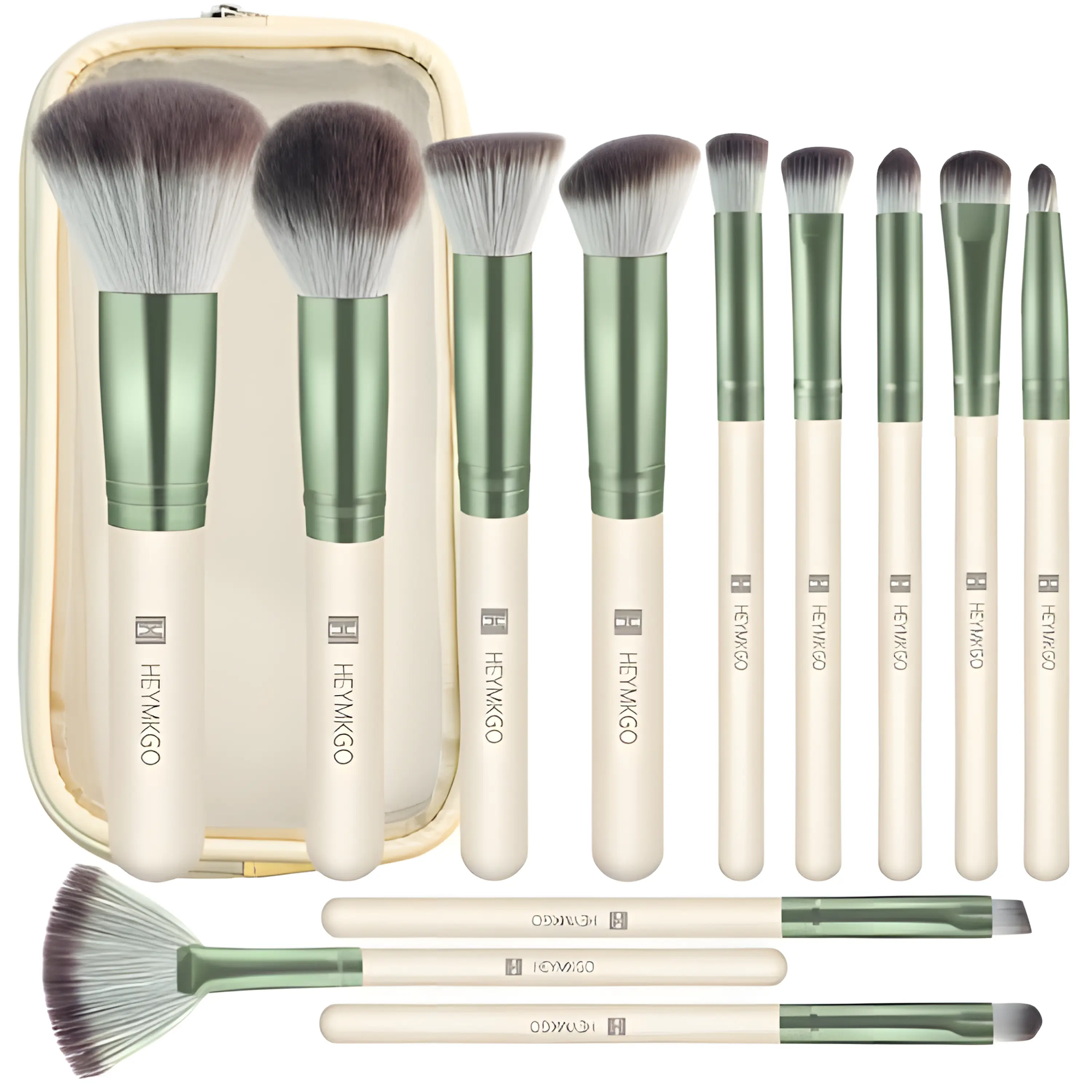 HHEYMKGO 12 Piece Professional Makeup Brush Set, Soft Cosmetic Brushes for Flawless Application, Includes Storage Case - Gift for Makeup Lovers