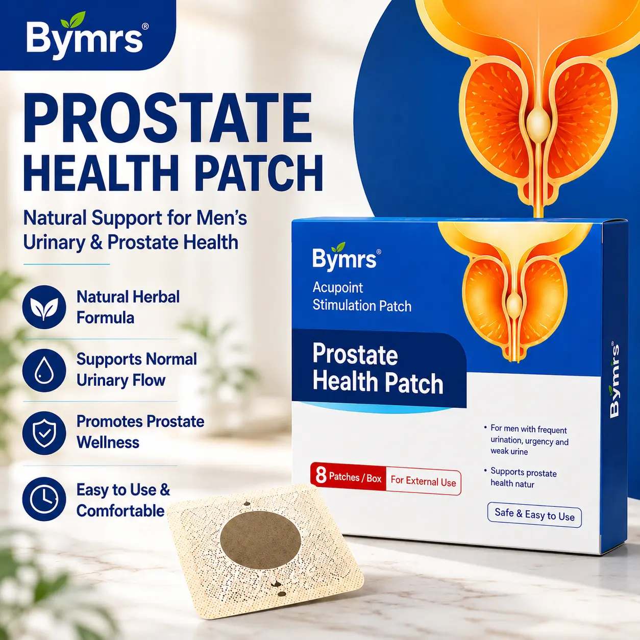 Buy 1 Get 1 Free – Bymrs Prostate Health 8-Patch Set, Herbal Acupoint Patches for Urinary Relief & Bladder Comfort, Easy Wellness Support – 8 Patches per Pack