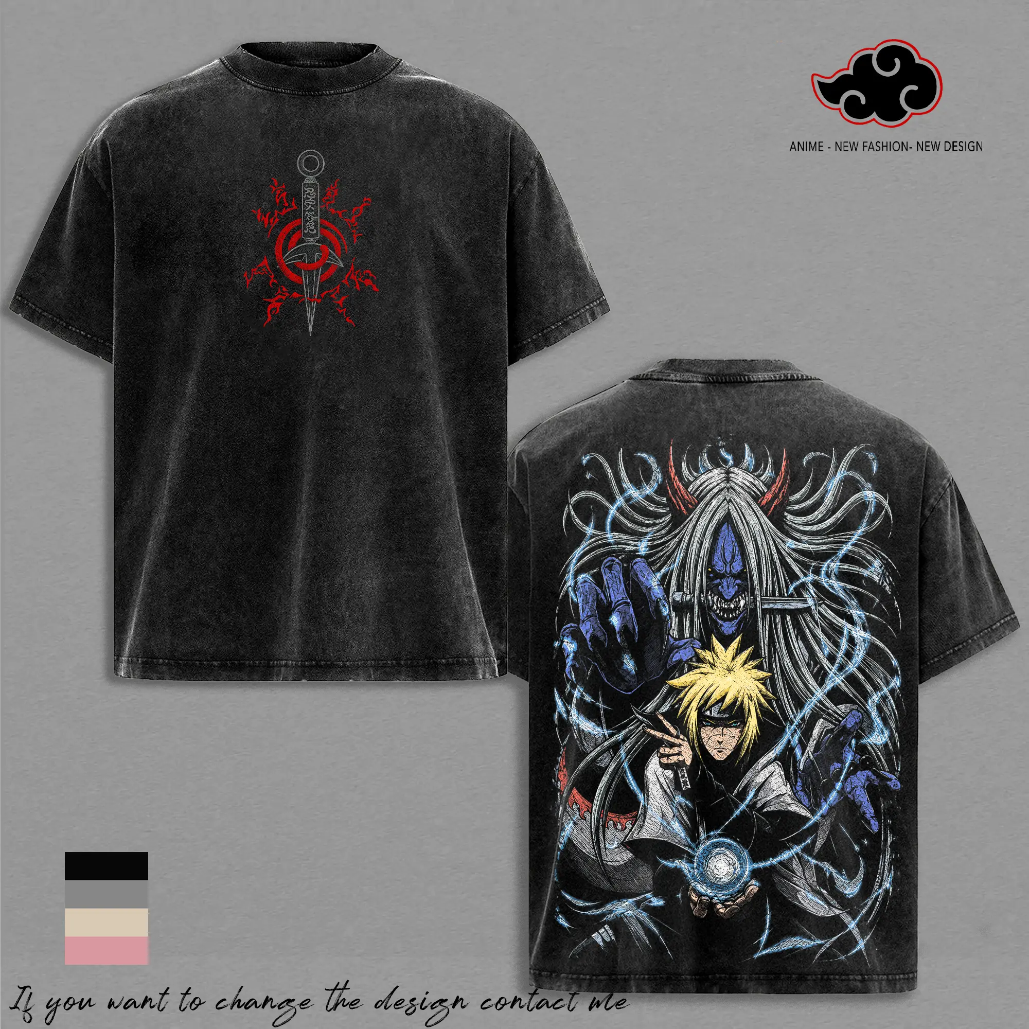 Minato Namikaze - NRT Anime T-Shirt Vintage Acid Wash Oversized Graphic Tee Streetwear Hokage Gift