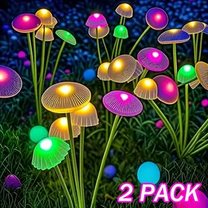 Solar Powered Mushroom Light Set, Smart Sensor Night Lamp, Auto on at Dusk, Ideal for Lawn & Garden Decor, Solar Garden Lights, Perfect Gift