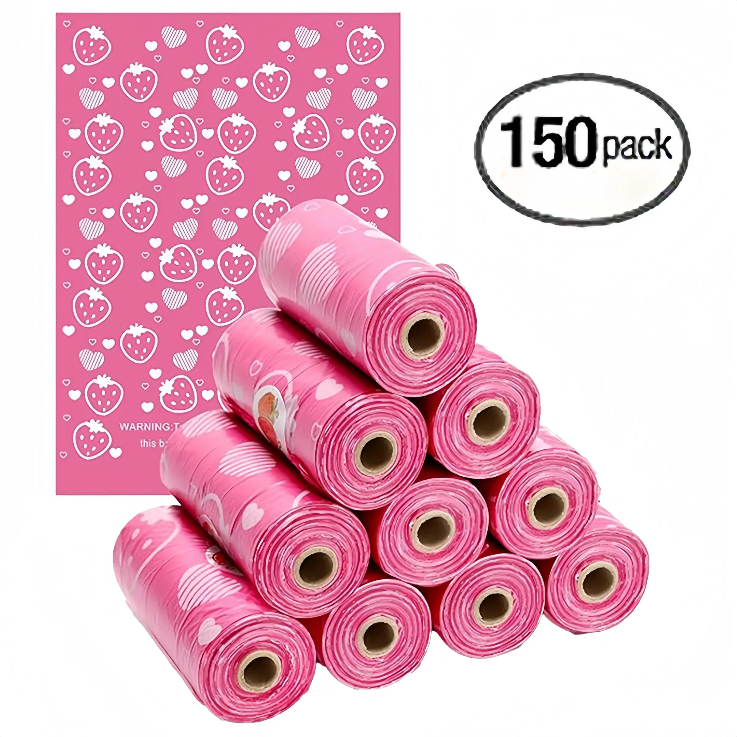 10 Pieces (150 Pack) Strawberry Scented Sanitary Pad Disposal Bags, Disposable Mini Trash Bags for Tampons, Women's Privacy Urinal Bags, Plastic Trash Bags, Disposable Garbage Bags, Disposable Bin Bags