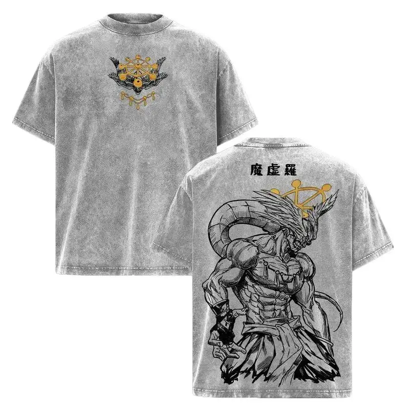 [KM 100%cotton]Mahoraga JJK Anime Graphic Tee, Vintage Washed Oversized Dark Anime Streetwear T-Shirt, Soft Cotton Unisex Apparel, Gift for Jujutsu Kaisen Fans white fuck teen Pattern invincible shirt,funny graphic tee humor graphic tee,Streetwear