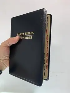 Bilingüe Tamaño Personal, Rvr 1960/Kjv Biblia  Negro Imitación Piel Con Índice bilingual bible