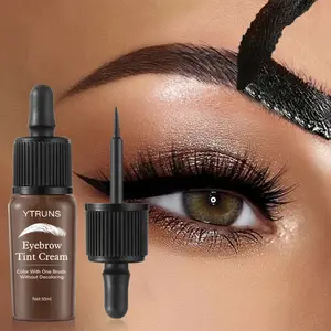 YTRUNS Peel Off Eyebrow Tint 10ml, Long-Lasting Waterproof Brow Tattoo Gel, Semi-Permanent Eyebrow Dye Cream, Natural Smudge-Proof Brow Tint, Easy Apply & Peel, Defined Full Brows for Daily Makeup, Travel, Party, Salon Use