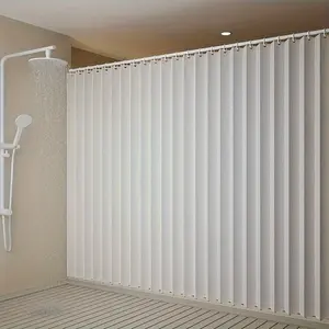 Modern Folding Shower Curtain, Dry/wet Separation Design, Vertical/horizontal Stripes, Home Hotel Bathroom Use, Easy Install