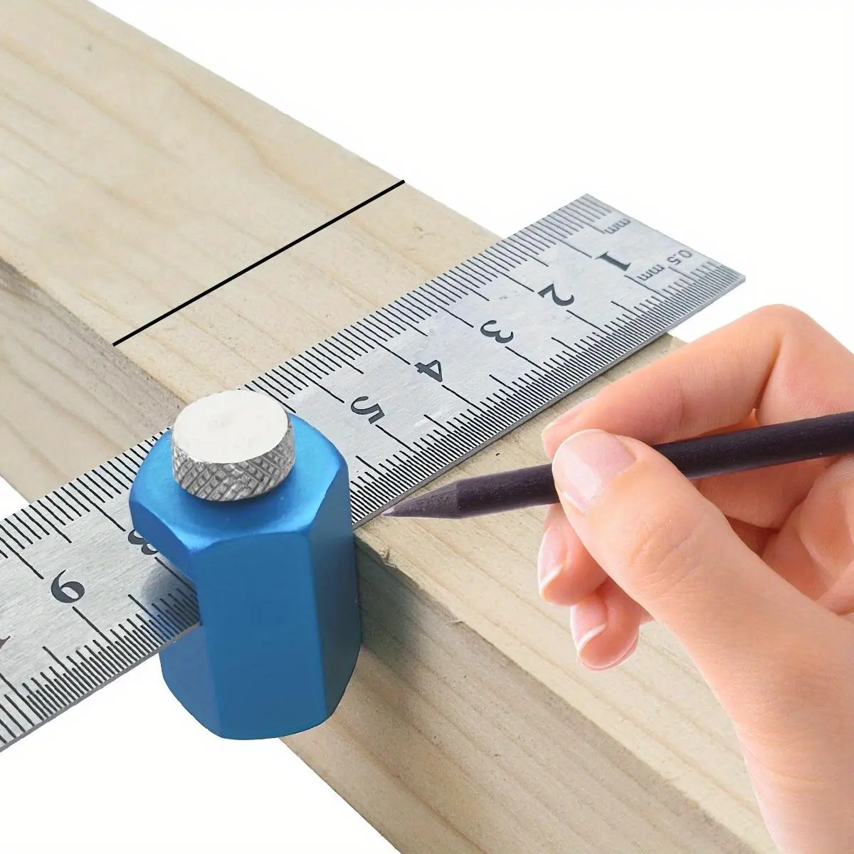 Framing Square with Holder, Carabiner Stair Guages Knobs Framing Tool, Rafter Gauge for Stair Stringer Layout Tool, Measuring Marking Tool