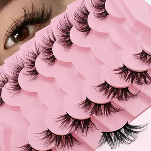 7 Pairs Half Eye False Eyelashes Extensions Cat Eye Look Thin Soft Half Lashes Tail Lengthened, Natural Looking Fake Eyelashes for Daily Use