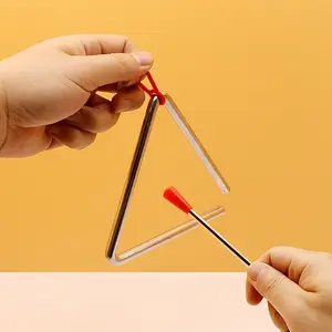 Triangle Percussion Instrument with Rhythm, Handheld Musical Triangle for Adults, Birthday Gift, Easter, Christmas, New Year Present