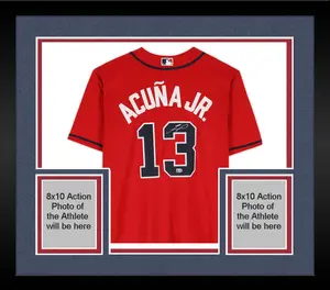 Framed Ronald Acuna Jr. Atlanta Braves Autographed Red Nike Replica Jersey - Fanatics Authentic Certified