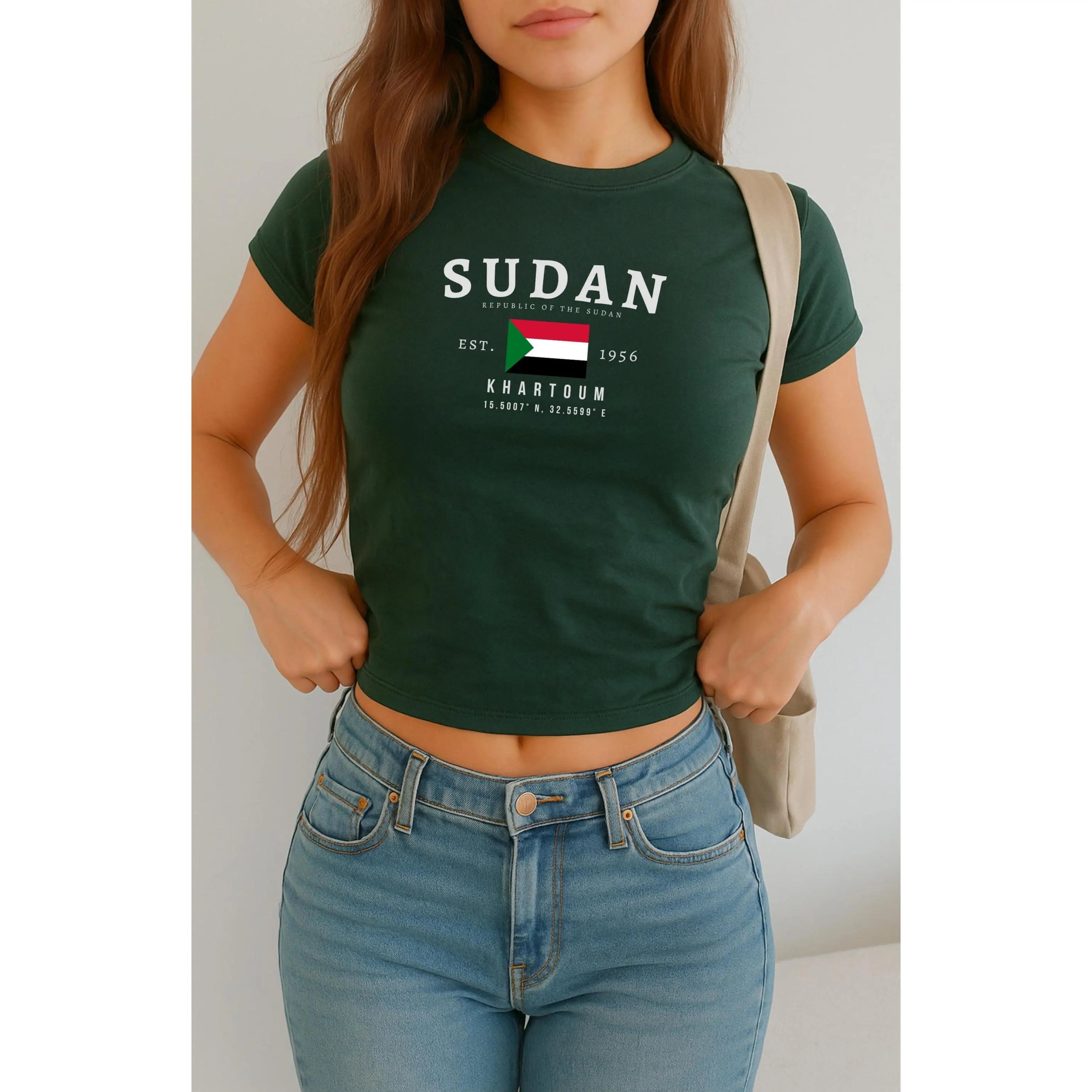 Sudan Baby Tee,Sudan Y2K Baby Tee, Vintage Khartoum Flag Shirt, North African Aesthetic Tee, Sudanese Pride for Women