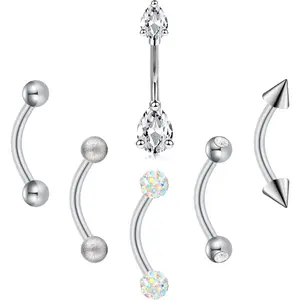 14g Belly Button Rings Small Petite Surgical Steel CZ Petite Navel Ring for Women Body Piercing Jewelry select Barbell Len 6mm 8mm 10mm 12mm Rose Gold Silver