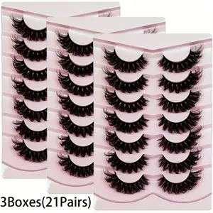 3-Pack Faux Mink Strip Lashes 21 Pairs Soft Lightweight Fluffy Wispy False Eyelashes, Natural To Volume Look, Multipack Lash Set For Daily & Party Makeup