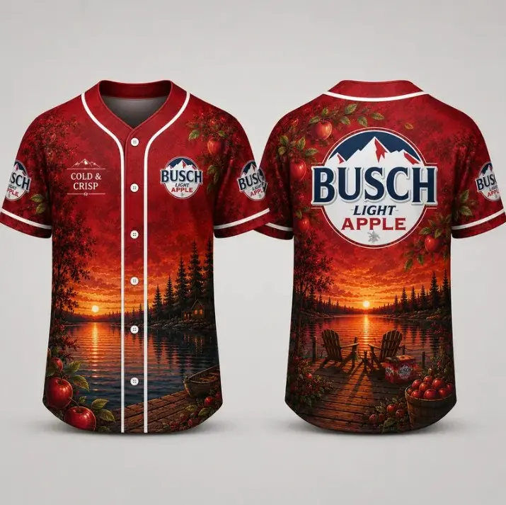 Busch Bapple Light Sunset Lake Baseball Jersey Beer Lover Summer Shirt