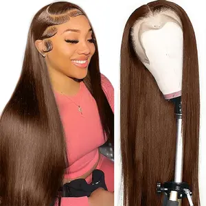 ITODAY 13X6  HD Lace Front Wigs Human Hair Wigs  #4 Brown Colored  13X6 HD Transparent Ginger Orange Pre Plucked Lace Frontal #27 Honey Blonde Human Hair Straight Wigs Honey Blonde Straight  Wigs