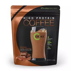 CHIKE High Protein Mocha Instant Coffee Beverage - 20g Whey Protein Powder, Real Espresso, 1g Sugar per Serving, 120 Calories, Gluten-Free, 12-Month Shelf Life, Cupboard/Bag Storable, Ideal for Adults