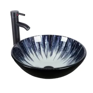 Artistic Gradient Tempered Glass Vessel Bathroom Sink BG1003