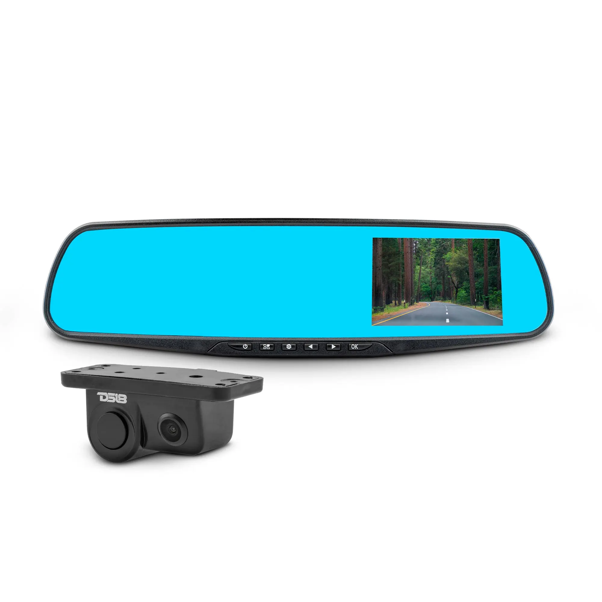 DS18 EAGLE2IN1 Automotive Dashcam Rearview Mirror - 4.3" HD LCD View Rear Camera Monitor, Built-In 1080P Rear View Recorder, Reverse Camera with Parking Sensor, Vehicle Accessories, Reverse View Cam