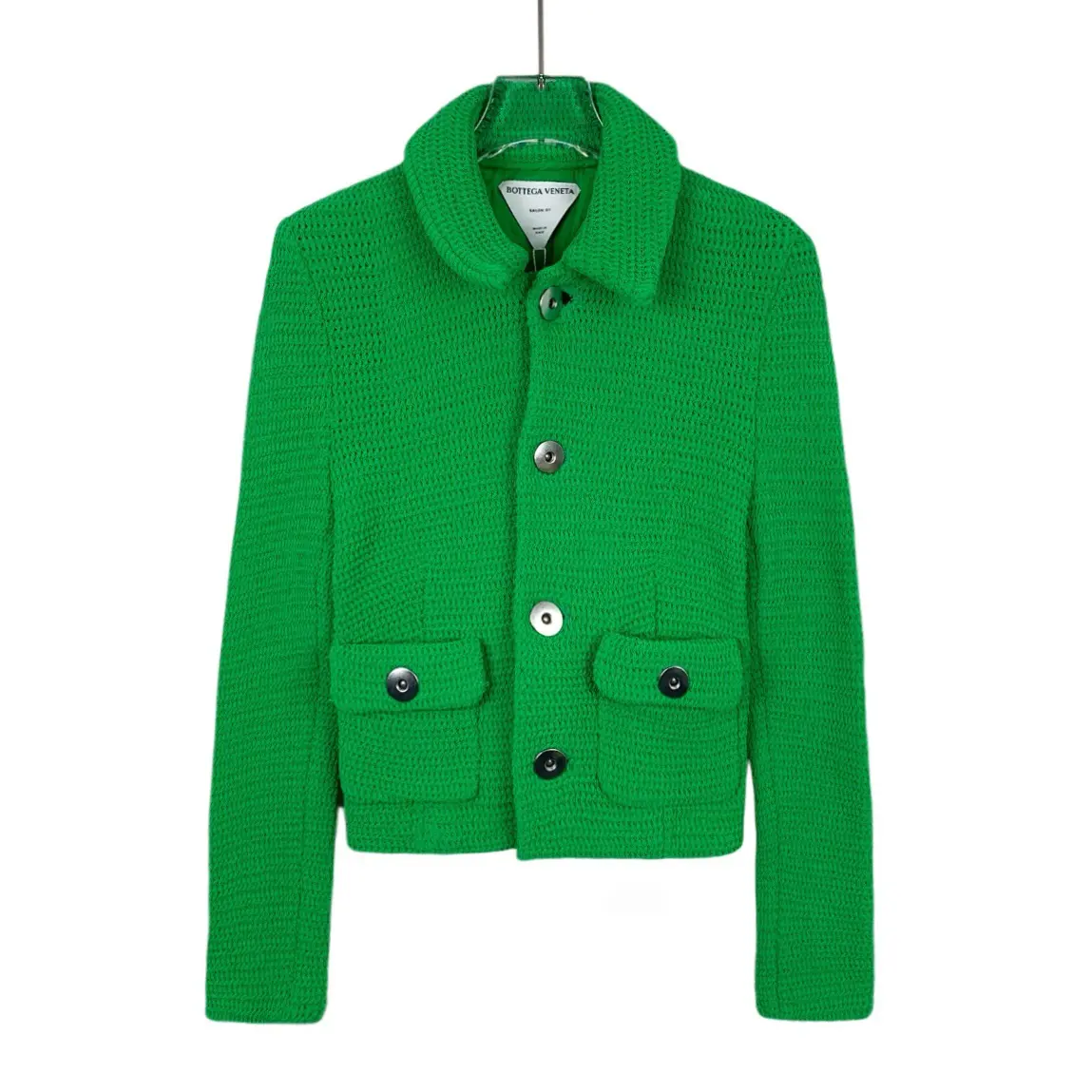 RDLT- Bottega Veneta Green Cotton Button-Up Cardigan Jacket Size 38