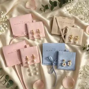 18k Gold Plated Pearl Knot Earrings with Custom Bridesmaid Jewelry Pouch