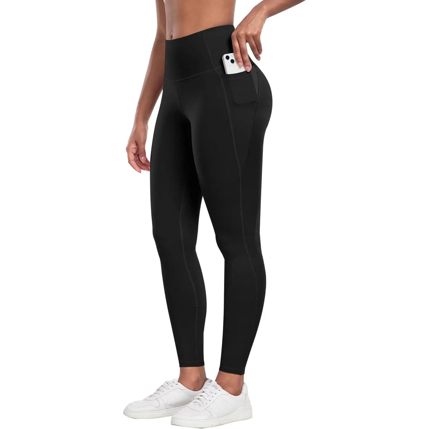 Women's Active Leggings with Pockets, High Waisted Tummy Control Yoga Pants, Soft Stretchy Athleisure Fitness Wear, High Waist Sports, Comfy Stretchy Leggings, Athleisure Fitness Leggings