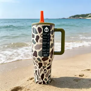 HydroJug Traveler 40 oz retro camouflage leopard print large-capacity insulated cup — camping, travel, gym, office mug; portable tumbler; new vacuum design; birthday surprise; road trip