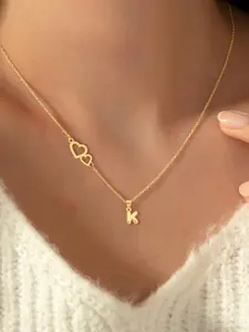Women's Elegant Simple Heart Initial Pendant Necklace, Stainless Steel Jewelry for Party, Daily Clothing Decor, Trendy All-match & Exquisite Jewelry for Birthday Gift