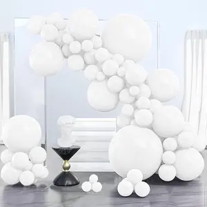 PartyWoo White Balloons 100 pcs Different Sizes Pack of 36 18 12 10 5 Inch Matte White Latex Balloon Arch Kit Garland for Wedding Bridal Graduation Baby Shower Birthday Party Decorations White-Y13