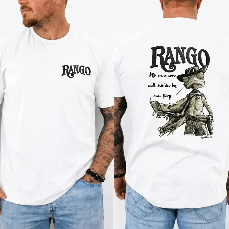 Rango Inspired Cowboy Graphic T-Shirt, Vintage Western Adventure Tee, Cartoon Lover Unisex Cotton Shirt
