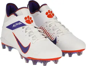 Clemson Tigers Team-Issued White and Purple Alpha Menace Cleats from the Football Program - Size 16 - Fanatics Authentic Certified - College Memorabilia