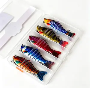 FishingLures 5/10 Pieces Set Multi Jointed Swim Crank Lures 3.9in Bionic Hard Bait for Fresh& Saltwater Slow Sinking Lifelike Swimbait Outdoor Equipment for Beginners Rotary Tool Fishing Lure Set fhis ing Multi Segment Hard Body Swimbait hard metal